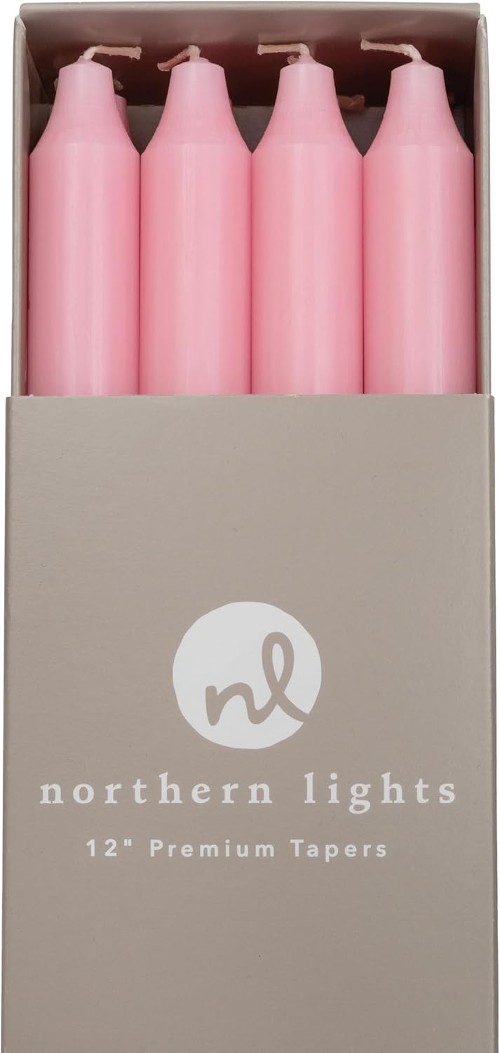 Northern Lights Candles - Premium Tapers 12" 12PK - Soft Pink - 72800