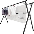 JAUREE 95 Inches Clothes Drying Rack, Drying Rack Clothing Folding Indoor Outdoor, Heavy Duty Stainless Steel Laundry Drying Rack, Foldable Portable Clothes Rack Garment Rack with 20 Hooks Black