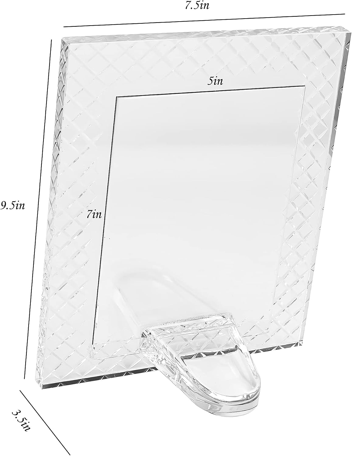 kitCom 5x7Inch Crystal Wedding Frame of Keepsake Photo Frames, Crystal Picture Frames with Embossed Design, Tabletop Display Decor Frame(Fit 5x7 Max Photos), Clear with Gift Box