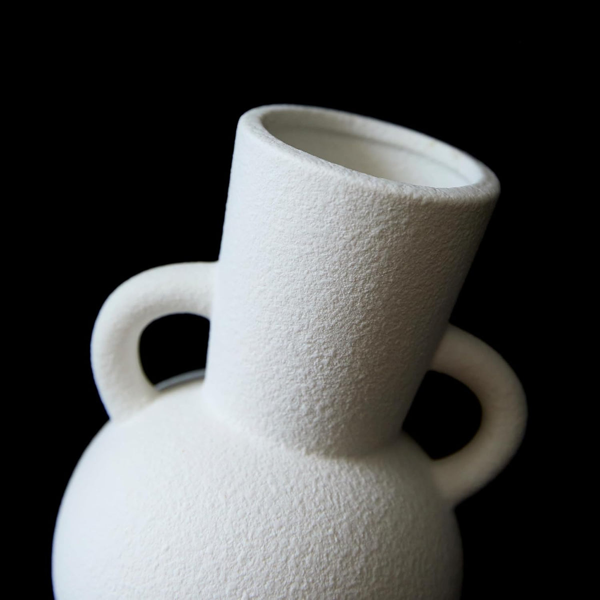 7 Inch White Ceramic Vase with 2 Handles, Modern Flower Vase Decorative Vases for Bouquet, Unique Vases for Home Decor Farmhouse Living Room Table Centerpieces Wedding Decorations