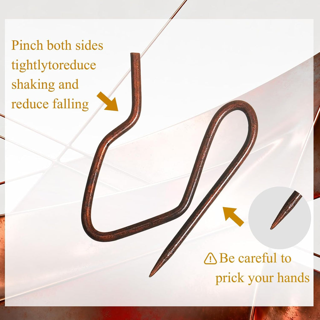Outus 58 Pack Metal Curtain Hooks Pin-On Drapery 1.2x1,Red Bronze