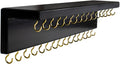 SANY DAYO HOME Black Necklace Holder Jewelry Organizer with 30 Hooks, 15 x 3 x 4 inches Wall Mount Rustic Pine Wood Shelf for Necklace, Hair Bow Storage