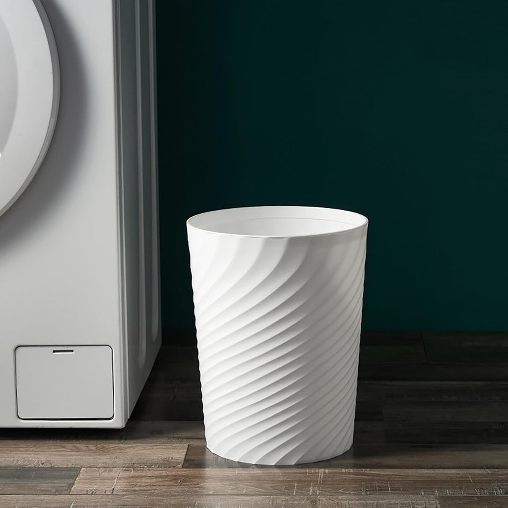 Bathroom Trash Can 1.8 Gallon Small Waste Basket Garbage Can for Dorm Kitchen Toilet Office Bedroom, 2 Pack White