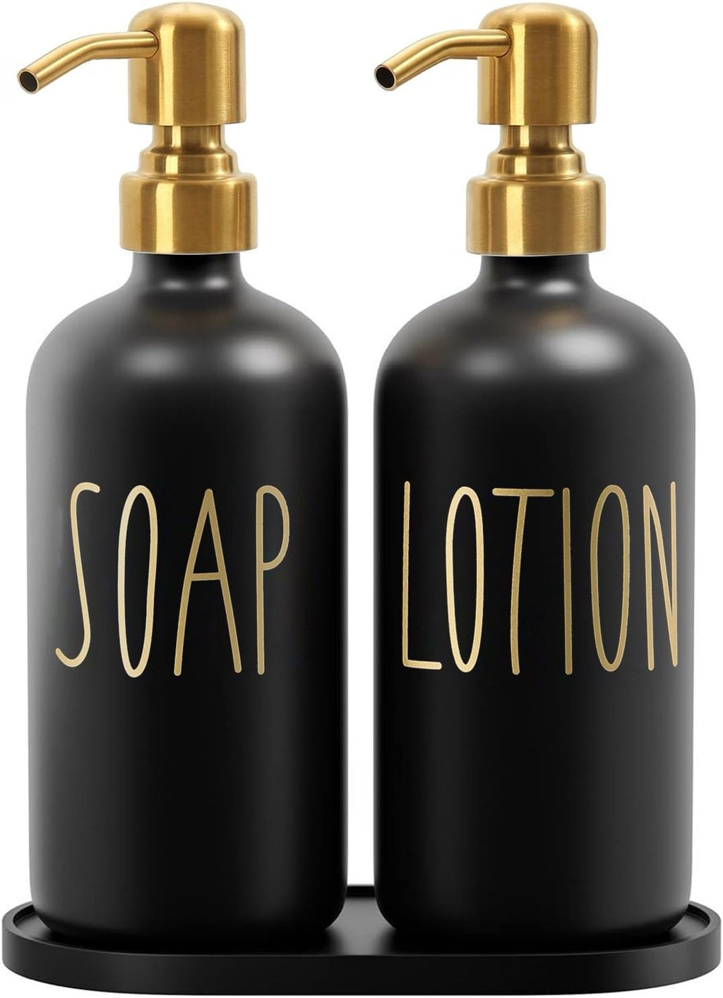MOMEEMO Bathroom Soap Dispenser Set, Black & Gold