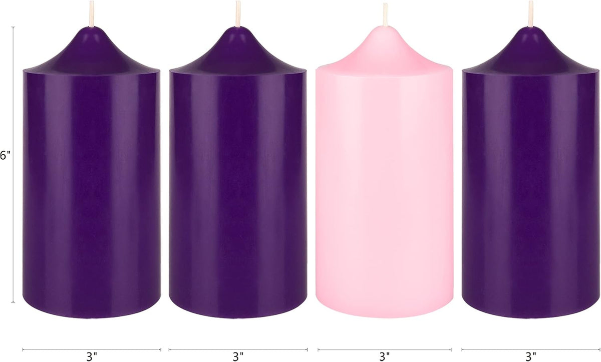 Mega Candles Unscented Advent Bell Top Pillar Candle Set 4 ct 3" x 6"