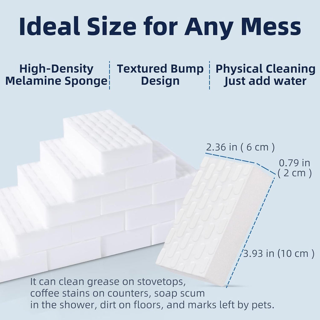 Magic Sponge Eraser, 2X Density Melamine Sponges for Cleaning, 10 Pcs in Bulk, Long Lasting Scrub Cleaning Pads for Kitchen, Bathroom, Furniture, Tub, Sink, Floors, Baseboard, Shoes, Wall