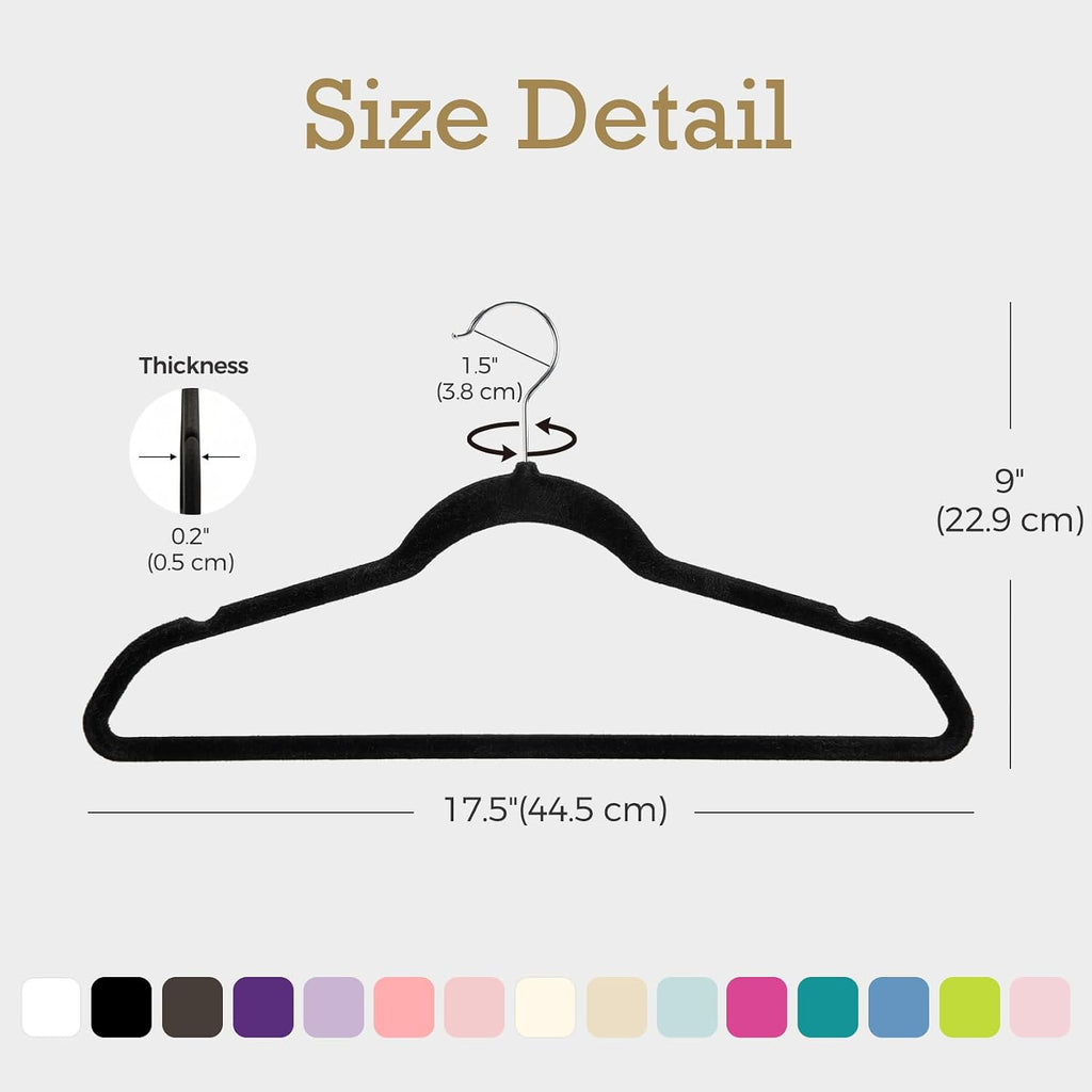 HOUSE DAY Black Velvet Hangers 120 Pack, Premium Clothes Hangers Non-Slip Felt Hangers, Sturdy Black Hangers Heavy Duty Coat Hangers, Durable Suit Hangers, Space Saving No Hanger Mark Rotating Hook