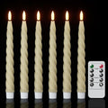 Eldnacele Ivory Flameless Taper Candles Battery Operated with Remote Timer