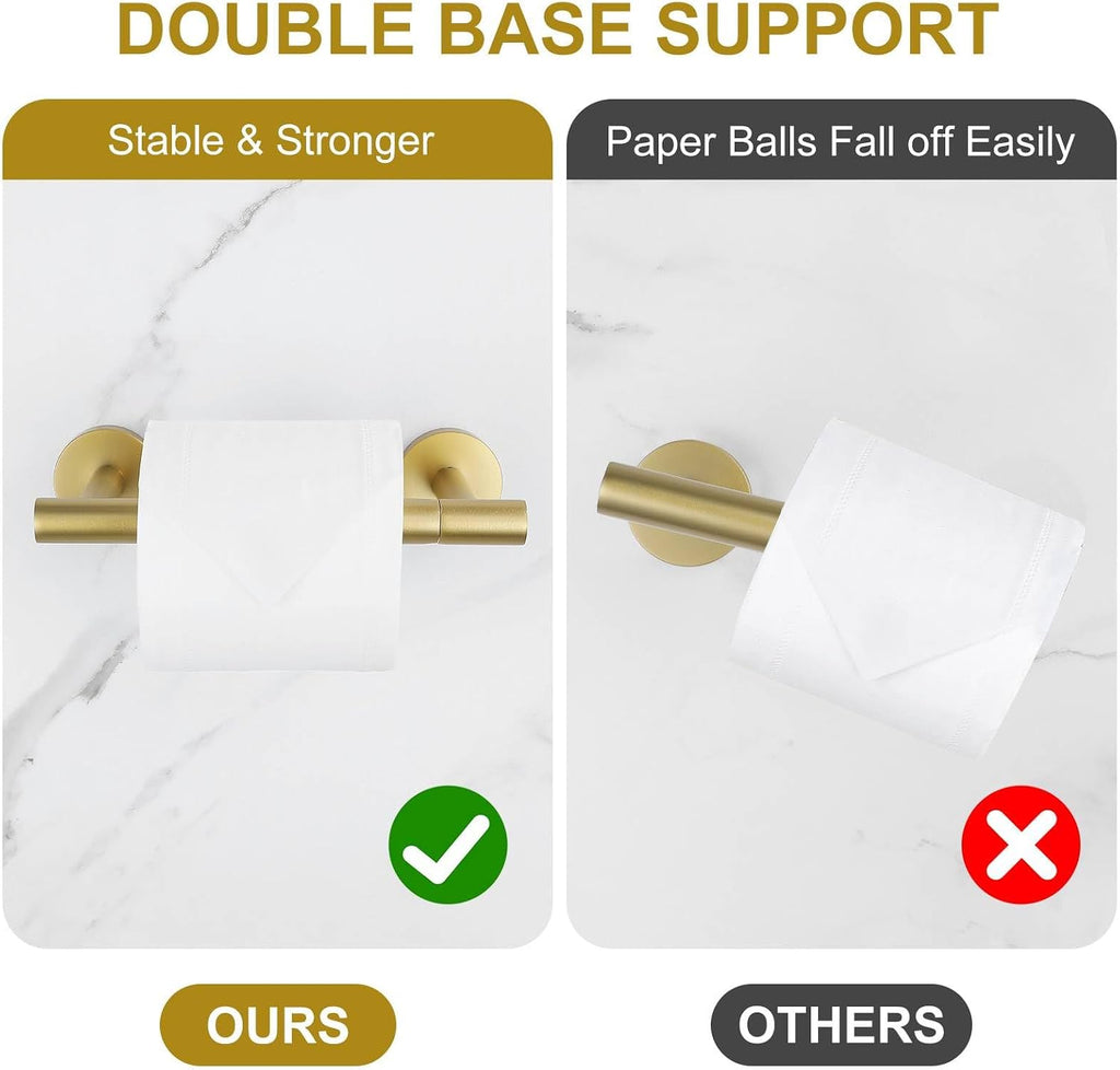 Brushed Gold Toilet Paper Holder Wall Mount, Double Base Large Toilet Paper Roll Holder Stainless Steel Bathroom Hardware Accessories, Commercial Toilet Paper Dispenser