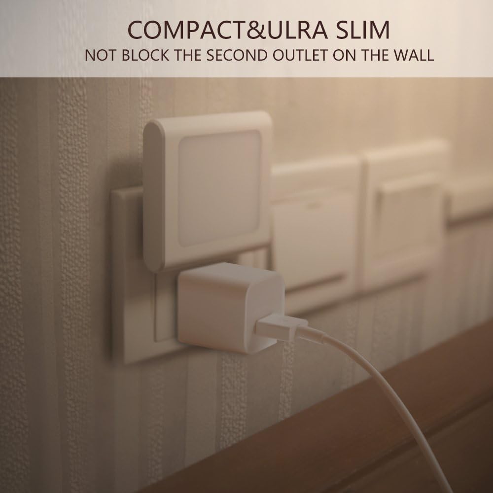 VINTAR 4 Packs Plug-in Dimmable Night Light with Auto Dusk to Dawn Sensor