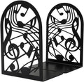 Music Note Book Ends, Heavy Duty Metal Bookends for Shelves
