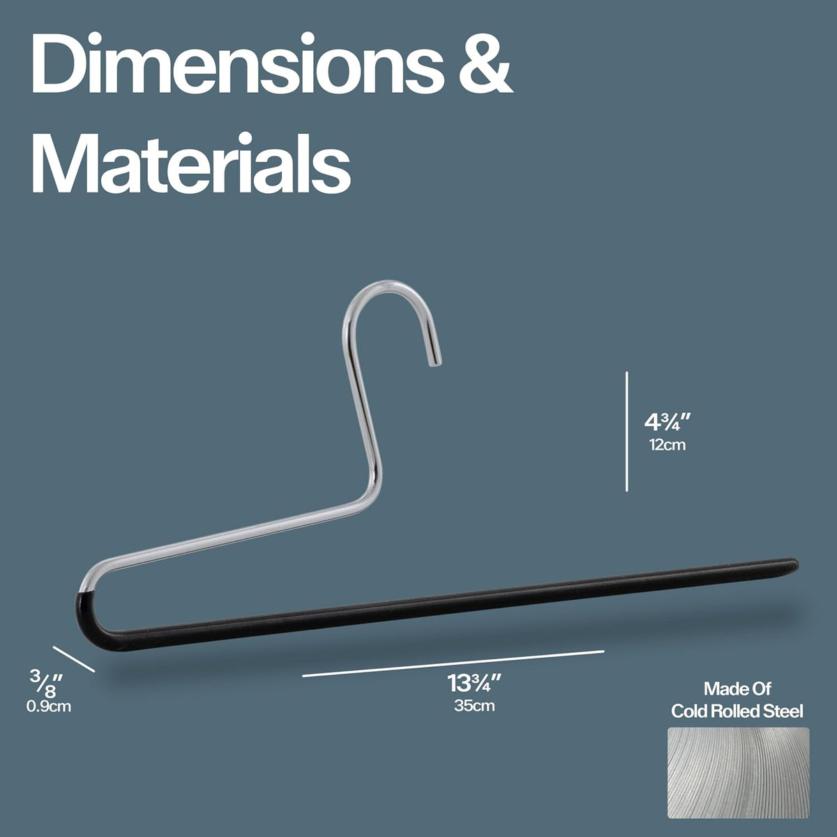Mawa by Reston Lloyd Trouser Series Non-Slip Space-Saving Clothes Hanger with Single Rod for Pants, Style KH/1, Set of 10, Black
