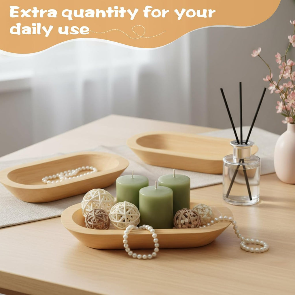 Nuogo 10 Pack 12.5 Inches Wooden Dough Bowls Bulk Rustic Bowls, Khaki