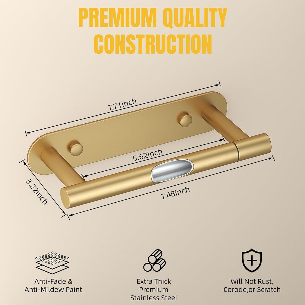 BESy Toilet Paper Holder, Bathroom Tissue Holder Wall Mount Brushed Gold