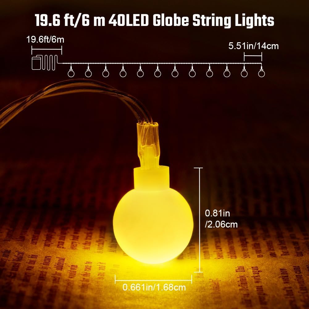 AUAUY String Lights, 40 LED 19.6FT String Lights Battery Operated, Colorful