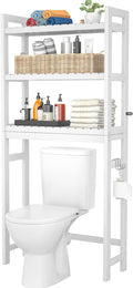 Homykic Over The Toilet Storage, 3-Tier Bamboo Bathroom Shelf, White