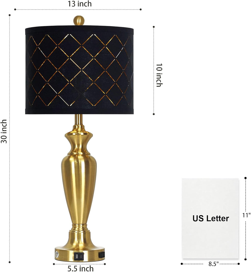 Cinyirong 30" Tall Gold Table Lamps Set of 2 for Living Room & Bedroom