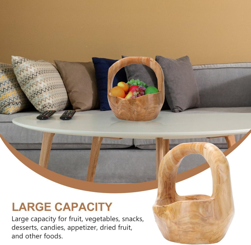 Wooden Fruit Basket Kitchen Serving Tray Decorative Bowl Appetizer Tray Creative Root Carving Bowl Snack Plate for Parties Style