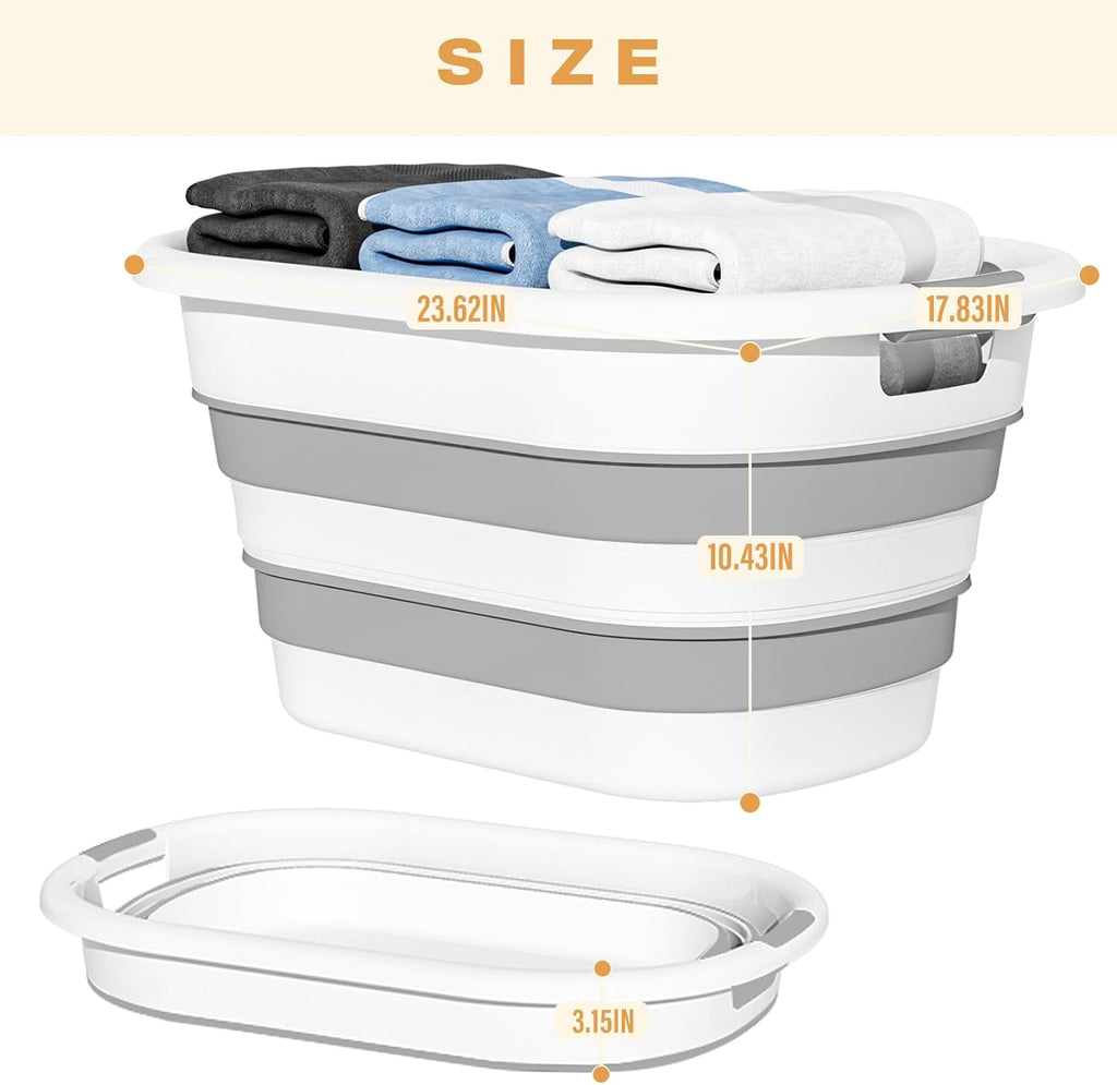OOAMBB 43L(11.5Gallon) Collapsible Laundry Basket Plastic (Grey, 1 Pack)