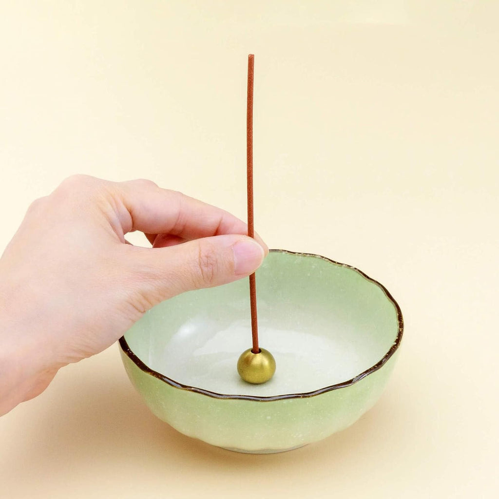 Asayu Japan Lotus Incense Holder for Sticks, Light Green Ceramic, 4.1in
