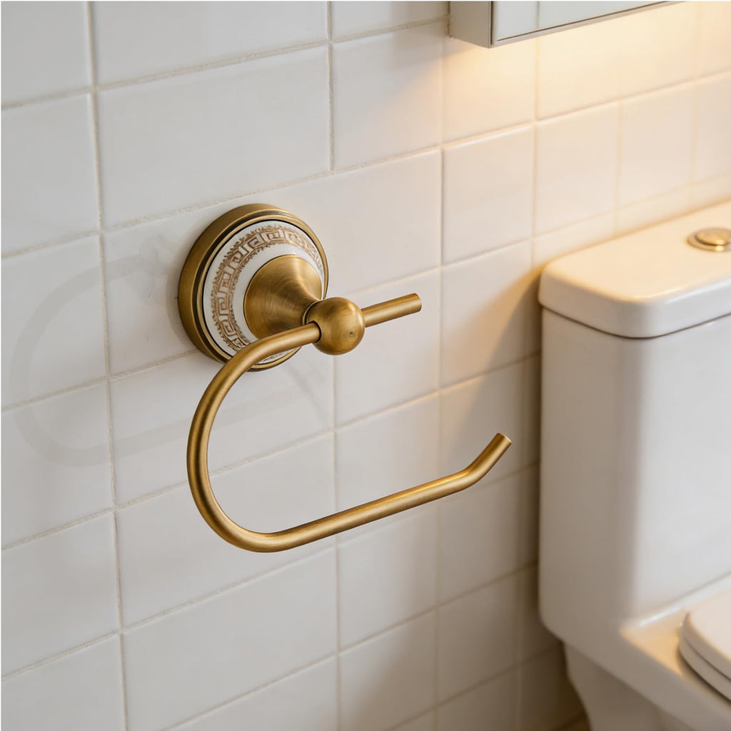 Toilet Paper Holder, NEWRAIN Antique Brass Bathroom Toilet Paper Roll Holder, Wall Mounted RV Tissue Roll Holder, Vintage Heavy Duty Screw-in Toilet Paper Dispenser for Bathroom，Farmhouse, Hotel,RV
