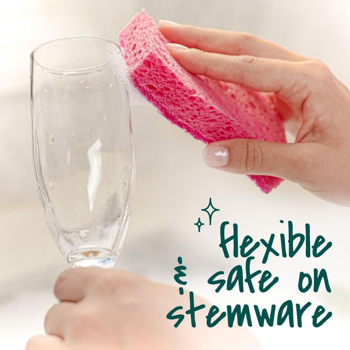 Scotch-Brite Gentle Clean Non-Scratch Scrub Sponge, 24 Nonscratch Kitchen Sponges for Gentle Cleaning of Porcelain, Fine China, Stemware, Nonstick Pots and Pans, Mirrors, Faucets, and More