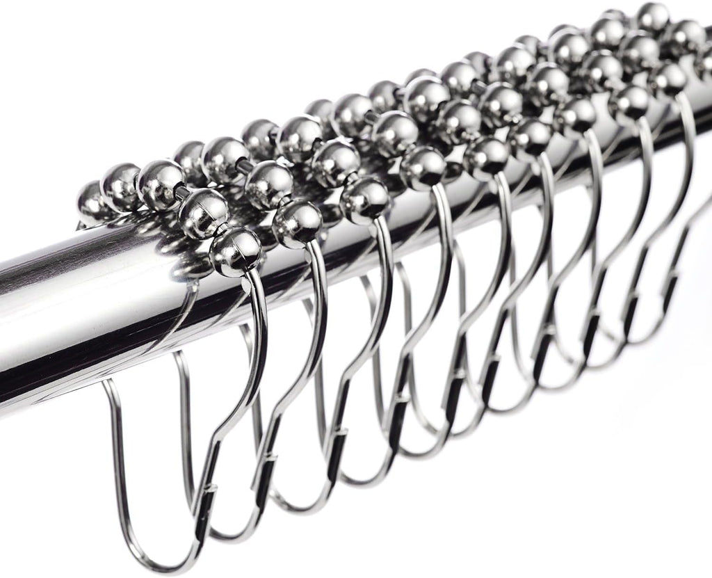 LIHAO 12 Piece Set Rustproof Stainless Steel Shower Curtain Rings Hooks for Bathroom Shower Rod