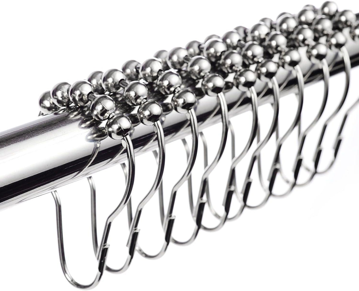 LIHAO 12 Piece Set Rustproof Stainless Steel Shower Curtain Rings Hooks for Bathroom Shower Rod