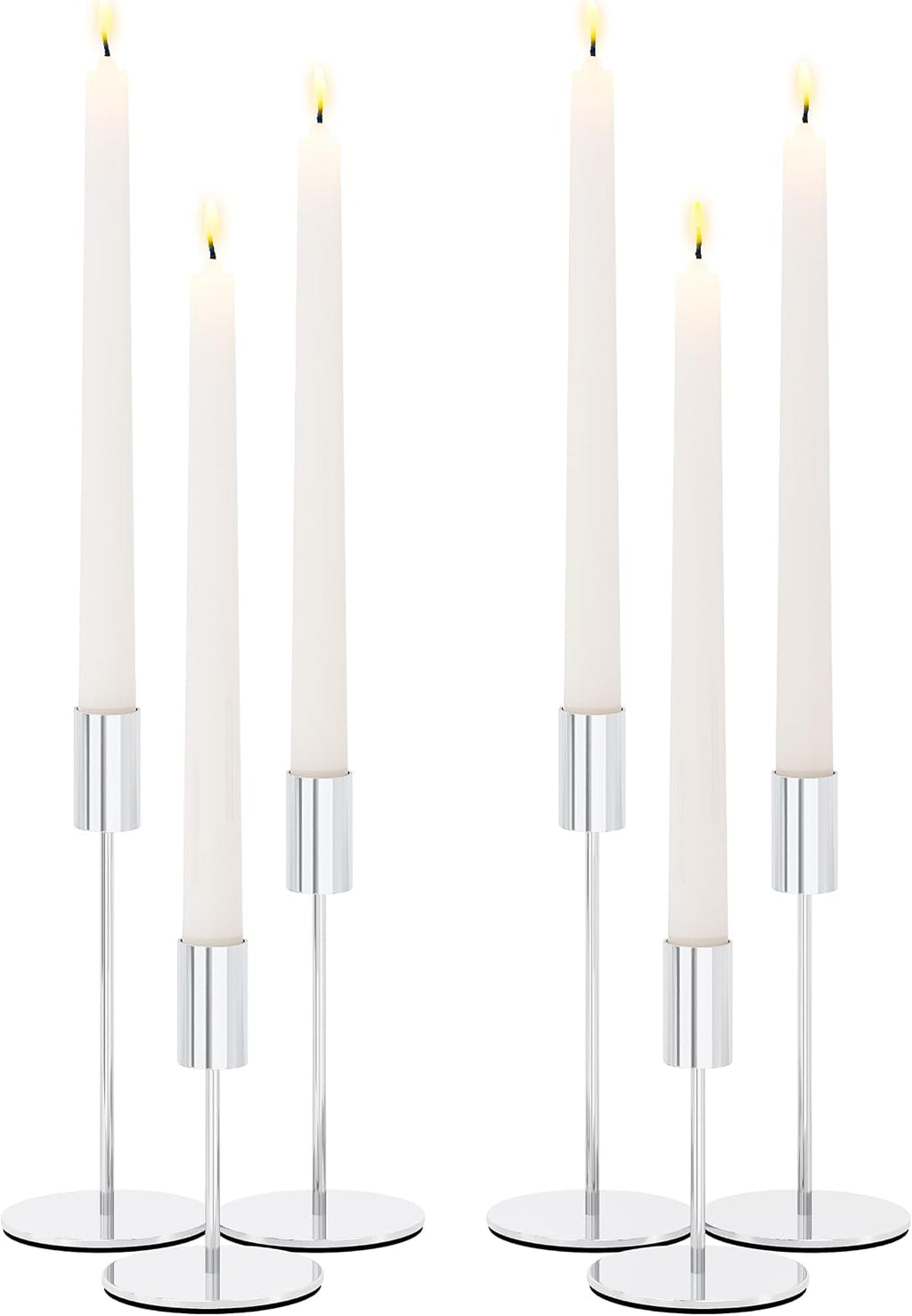 zeochyni Silver Candlestick Holders Set of 6 for Home Decor