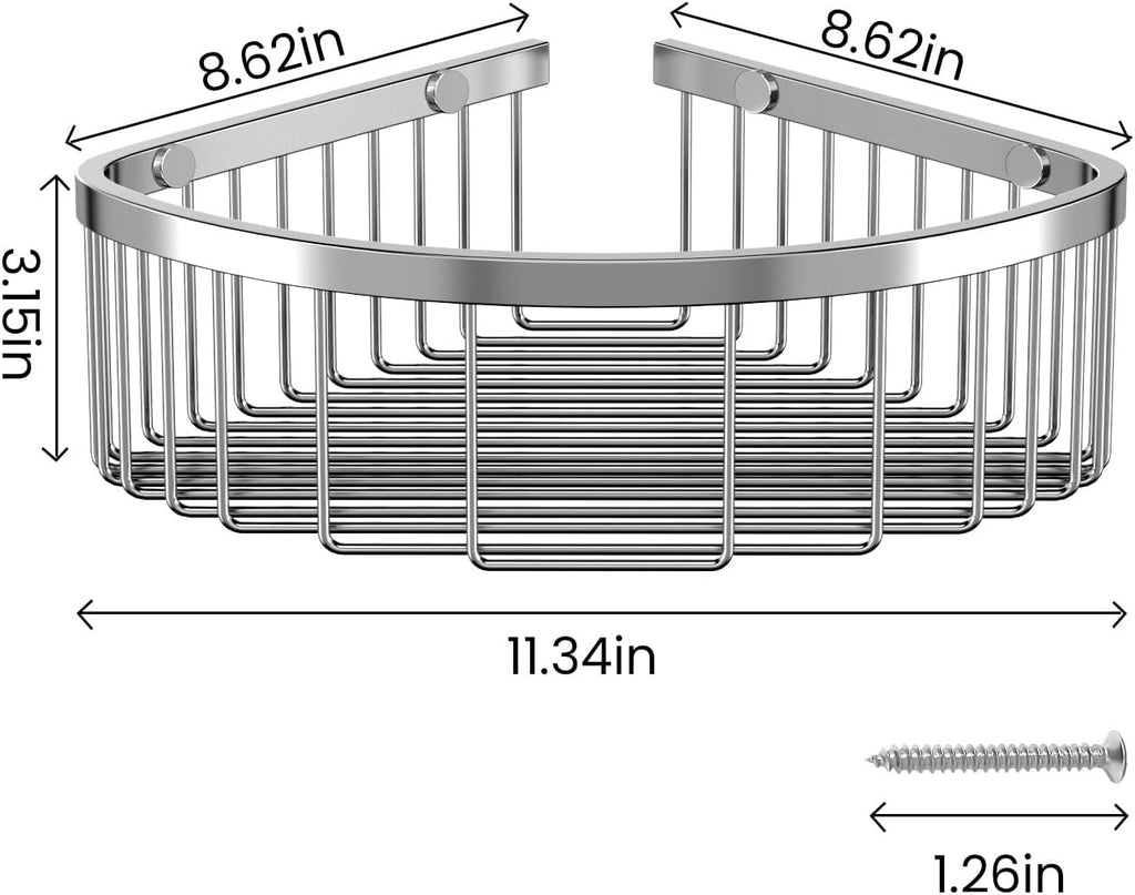 Shower Basket Stainless Shower Corner Shelf, 304 Caddy Stainless Steel Rustproof, Organizer Wall Mounted Basket(Includes Screws)-Triangle Basket