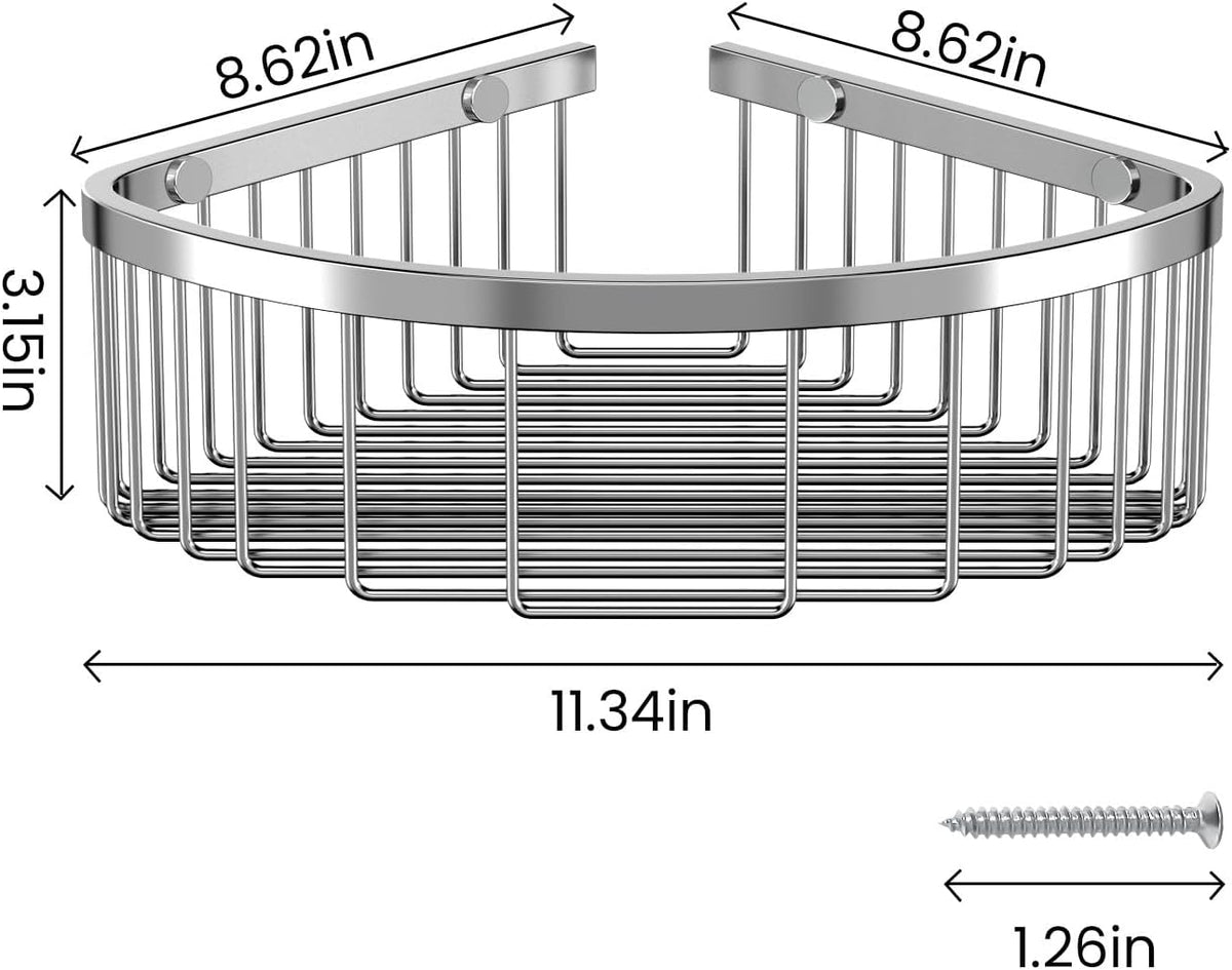 Shower Basket Stainless Shower Corner Shelf, 304 Caddy Stainless Steel Rustproof, Organizer Wall Mounted Basket(Includes Screws)-Triangle Basket