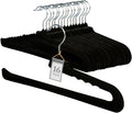 Velvet Pant Hangers Open End,16 Pack Non Slip Black Felt Trouser Hangers