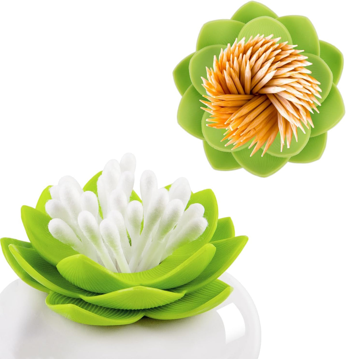 Bloss Cotton Swab Holder, Qtip Holder Bathroom Set, Toothpick Case-Green