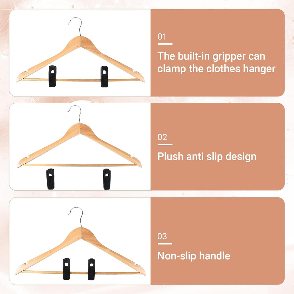 60 PCS Black Velvet Hangers Clips, Non-Slip Strong Finger Clip for Hangers