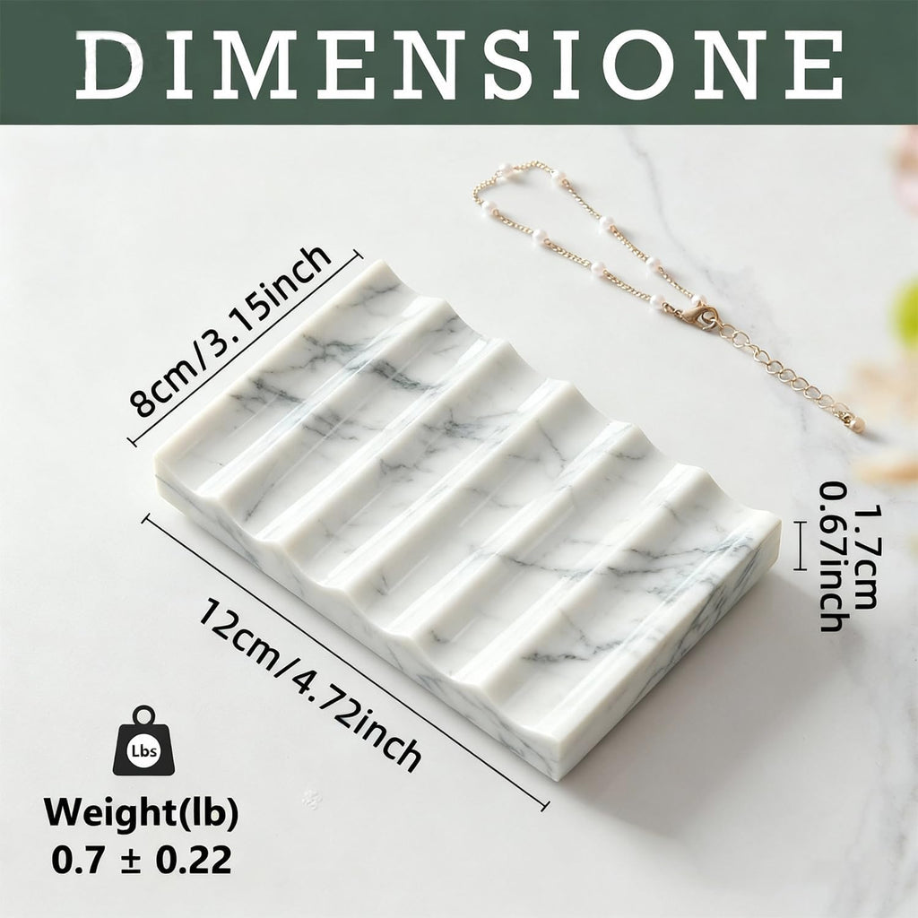 Real Luxurious Natural Marble Soap Dish for Shower,soap Dish for Bathroom,Non-Ceramic/Non-Resin Stone soap Tray（White）