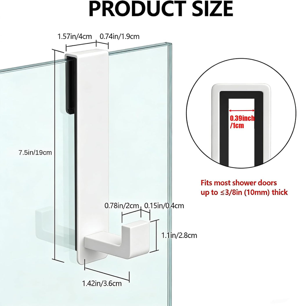 PMMASTO 7.5 Inch Hooks for 3/8 Inch Glass, White- L Shape