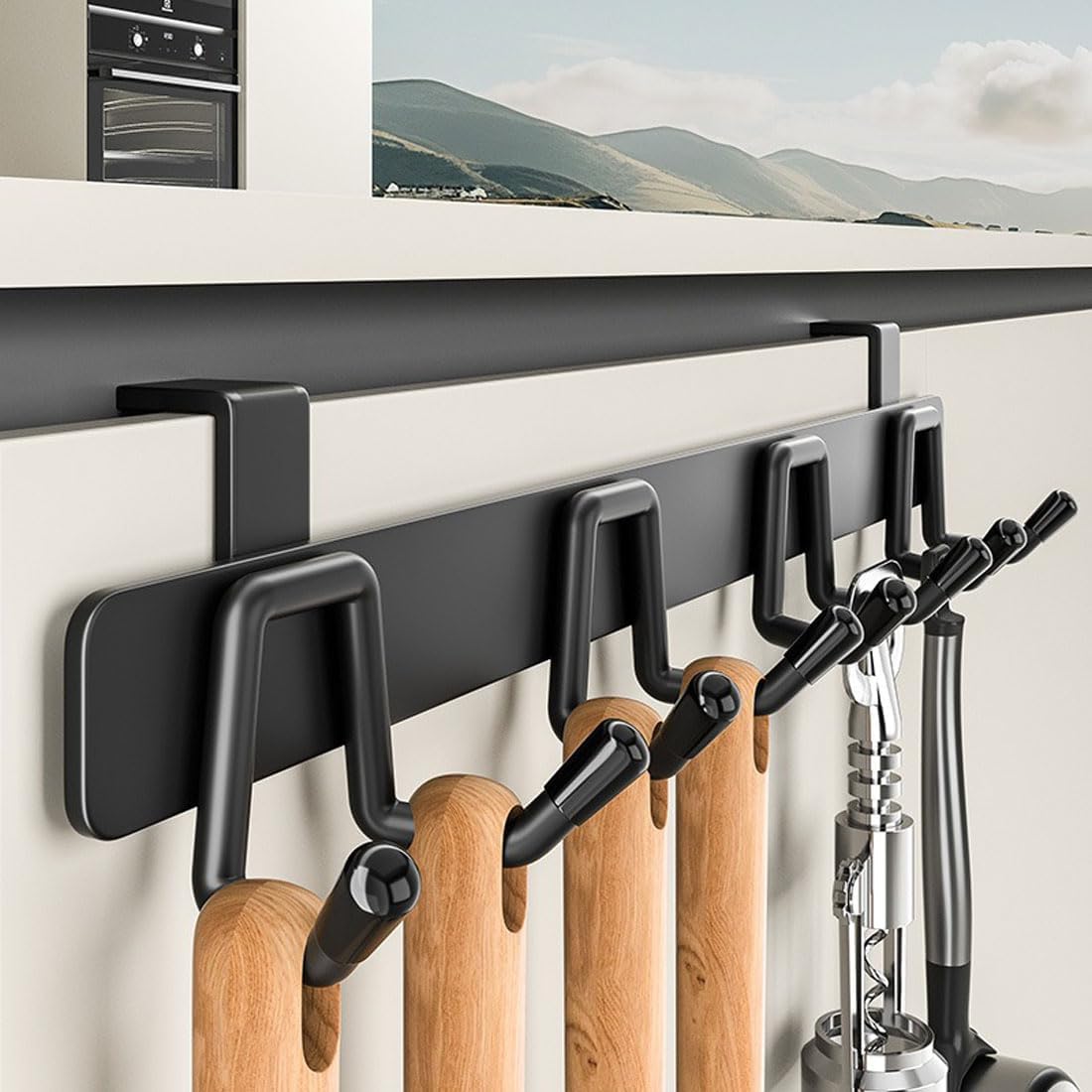 2 Pack Over The Cabinet Door Hook - for Doors up to 3/4''(2cm) Thickness, Back of Cabinet Door Rack Hanger Organizer for Coats, Hats, Bathroom Towels, Kitchen Utensils