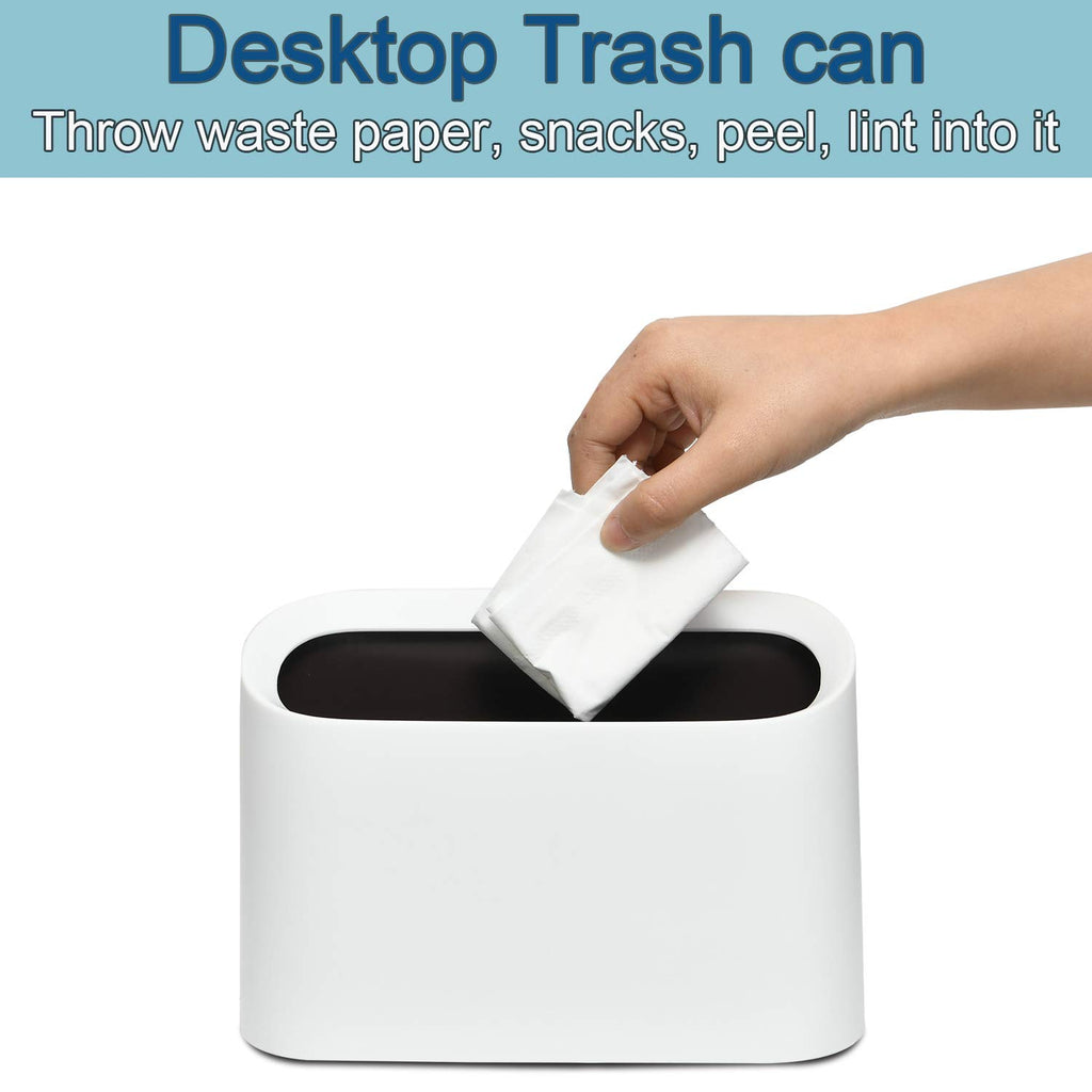 SUBEKYU Mini Countertop Trash Can,Tiny Desktop Trash Can,White 0.4 Gal