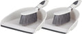 Dustpan and Brush Set, Hand Broom with Ergonomic Grip Handle - Rubber Edge for Easy Dirt Pickup, Durable Material - Grey & Blue Hand Brush by Superio, 2-Pack (Gray, 2-Pack)