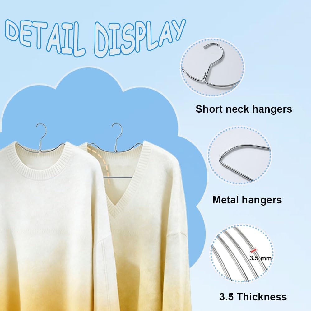Plus Size 20in Short Neck Hangers for Clothes, Extra Large Hanger, 10pk