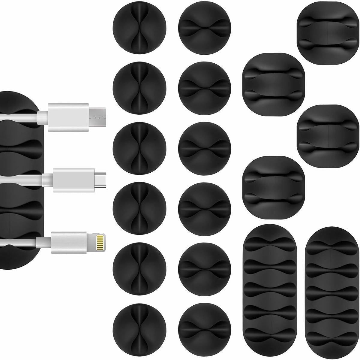 Flezoo 18PCS Black Adhesive Cable Clips Cord Organizer for Wire Management