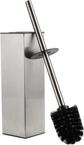 BGL Square Toilet Brush with Holder,Stainless Steel Rubber Painted Toilet Bowl Brush and Holder for Bathroom,2 Cleaner Brush Heads,Brushed Nickel