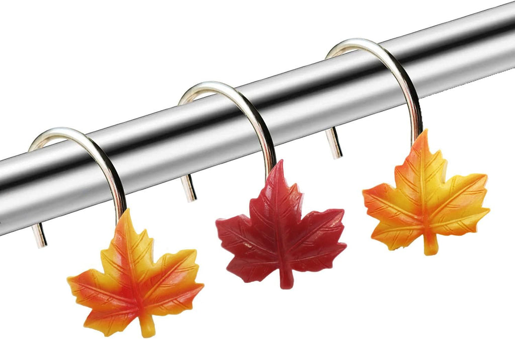 12PCS Maple Leaf Shower Curtain Hooks Thanksgiving Decorative