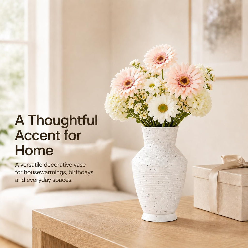 Nawaza Ceramic Flower Vase Small Farmhouse Table Decor Vase White V11