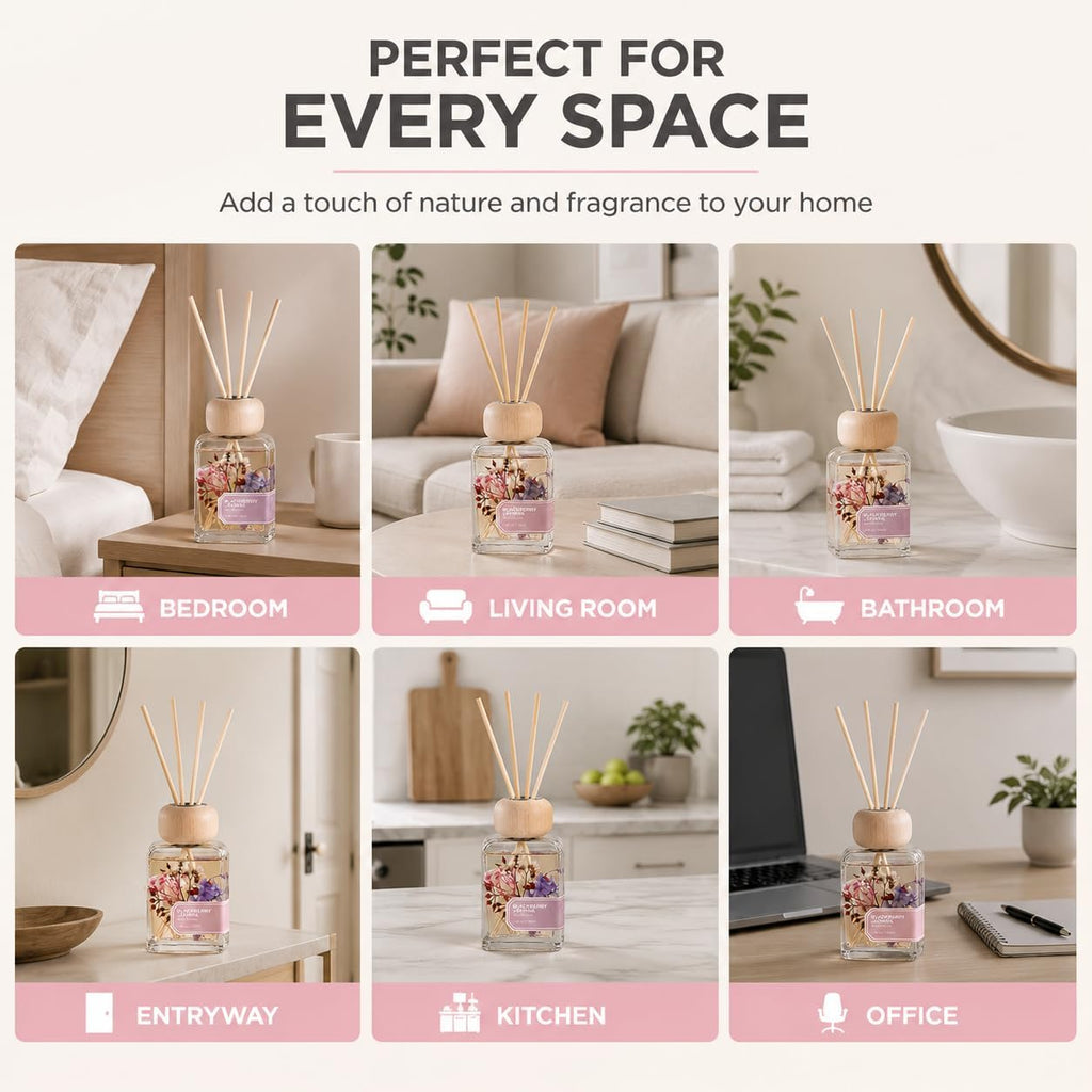BlackBerry Jasmine Reed Diffuser, 3.4fl oz Room Diffuser Gift Box