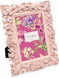 Laura Ashley 4x6 Pink Floral Textured Hand-Crafted Picture Frame w/Easel