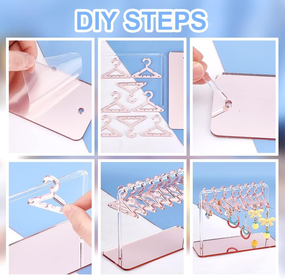 PH PandaHall 2 Sets Acrylic Earring Holder, Coat Hanger Jewelry Display Dangle Earring Hanging Organizer Acrylic Ear Studs Display Rack for Retail Show Personal Exhibition, 2.3x4.6x5.9inch