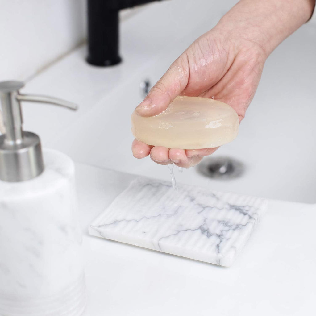 Draining Marble Soap Dish Holder for Bathroom Shower, Non-Slip & Quick Dry