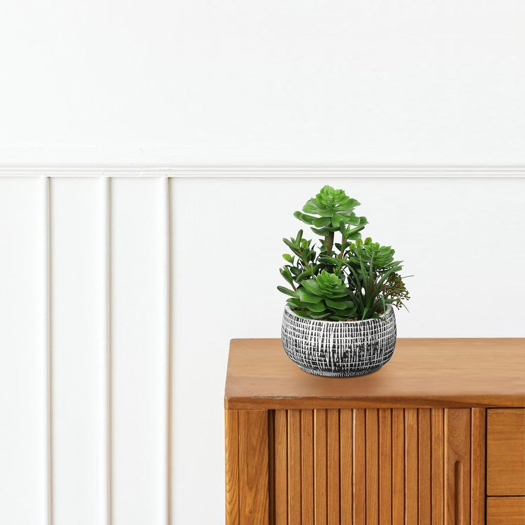 Large Artificial Succulents in Ceramic Pot Faux Succulent Arrangement 10"