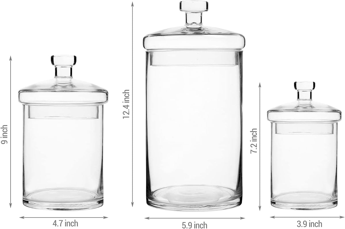 MyGift Glass Storage Jars with Lids, Kitchen & Bath Storage, Set of 3